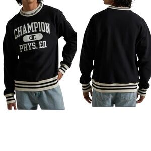 Champion Reverse Weave Sweatshirt Mens Large Relaxed Crewneck Black Oversized